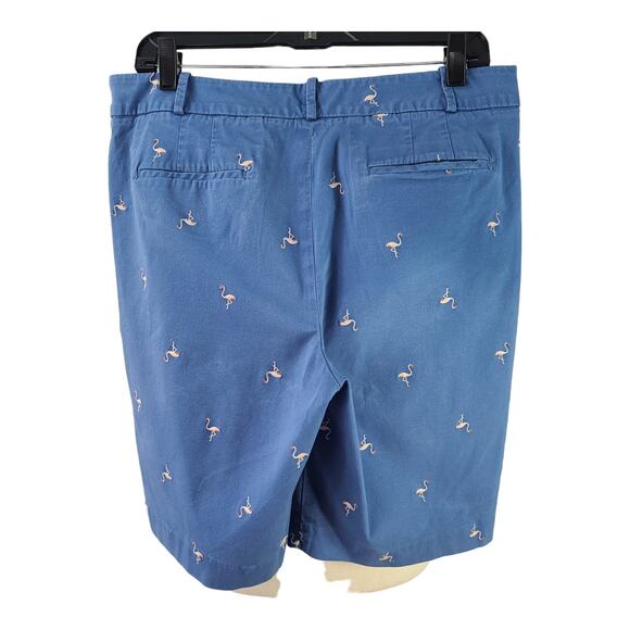 Talbots Light Blue Pink Embroidered Flamingo Shorts Size 12 - Picture 2 of 4